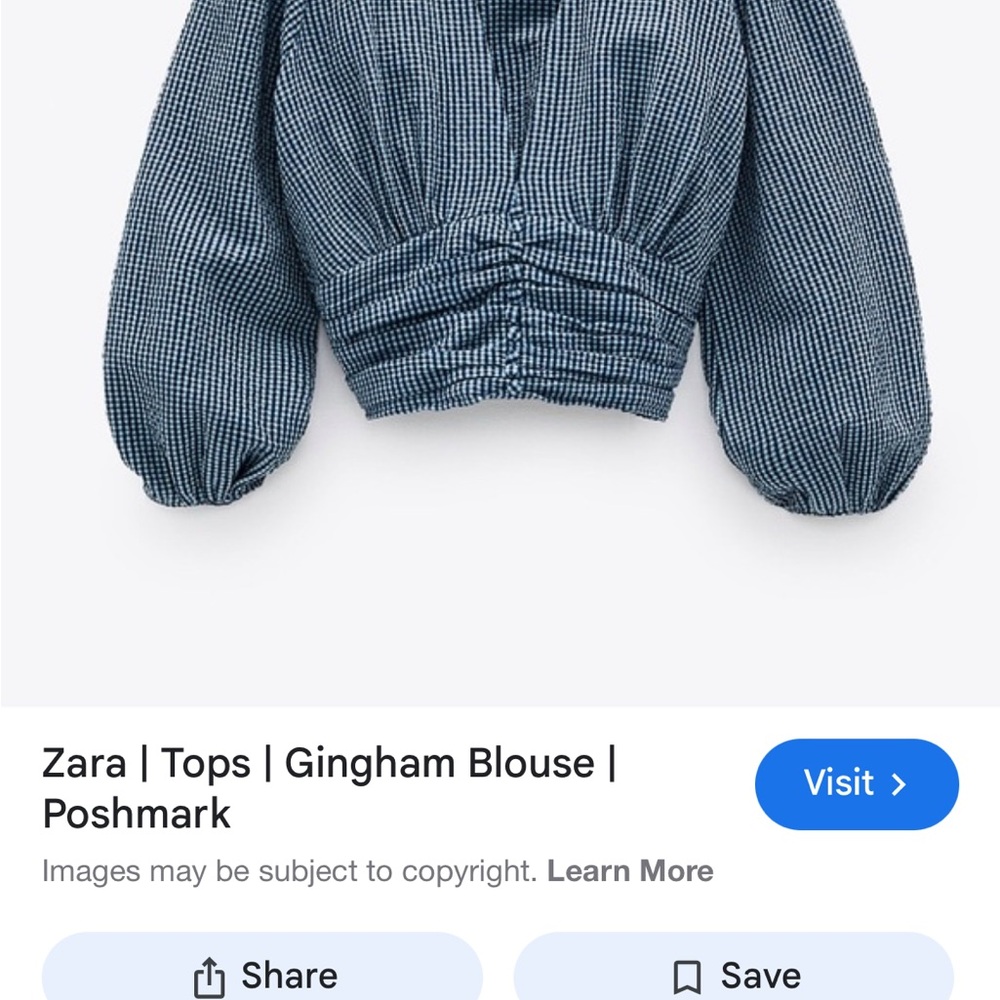Zara Blue Gingham Blouse